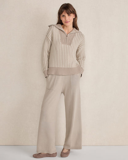 Talbots COTTON BLEND CONTRAST STITCH HALF ZIP SWEATER