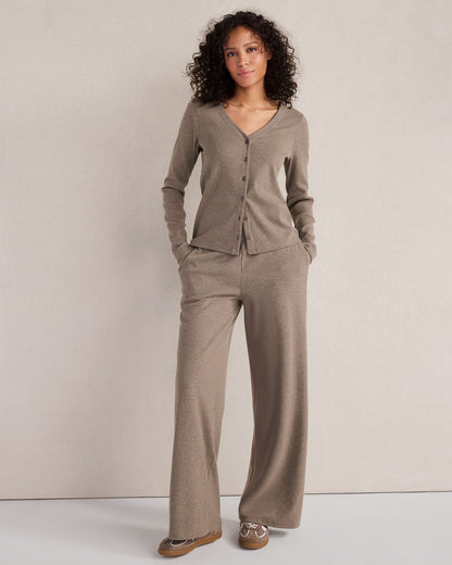 Talbots ORGANIC COTTON RIB KNIT RELAXED WIDE LEG PANTS