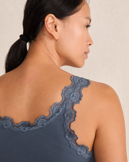Talbots ORGANIC COTTON RIB KNIT LACE TANK