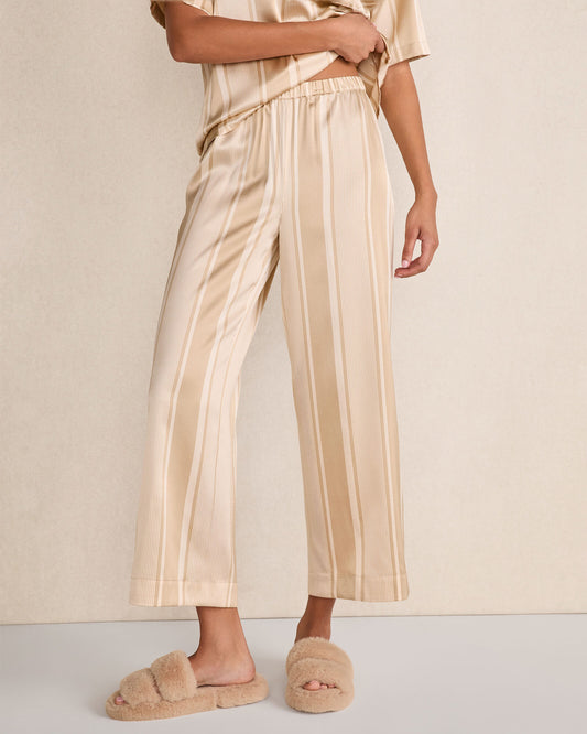 Talbots WASHABLE SILK STRIPE CROPPED WIDE LEG PANTS