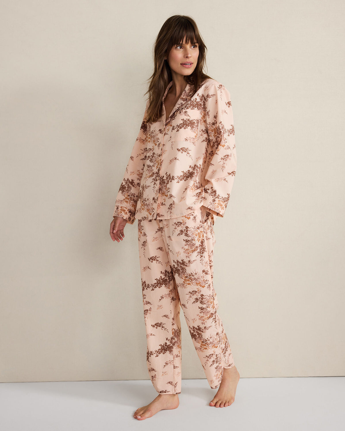 Talbots ORGANIC COTTON POPLIN PAINTED ROSE CURVED HEM PAJAMA PANTS