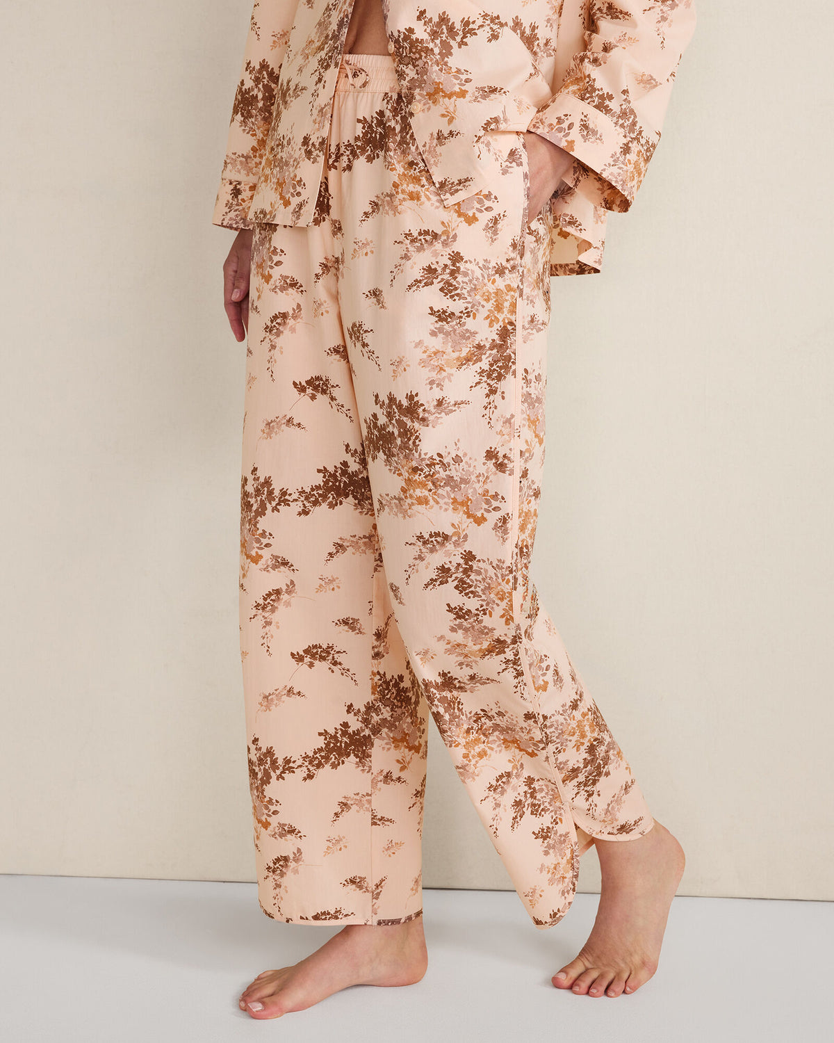 Talbots ORGANIC COTTON POPLIN PAINTED ROSE CURVED HEM PAJAMA PANTS