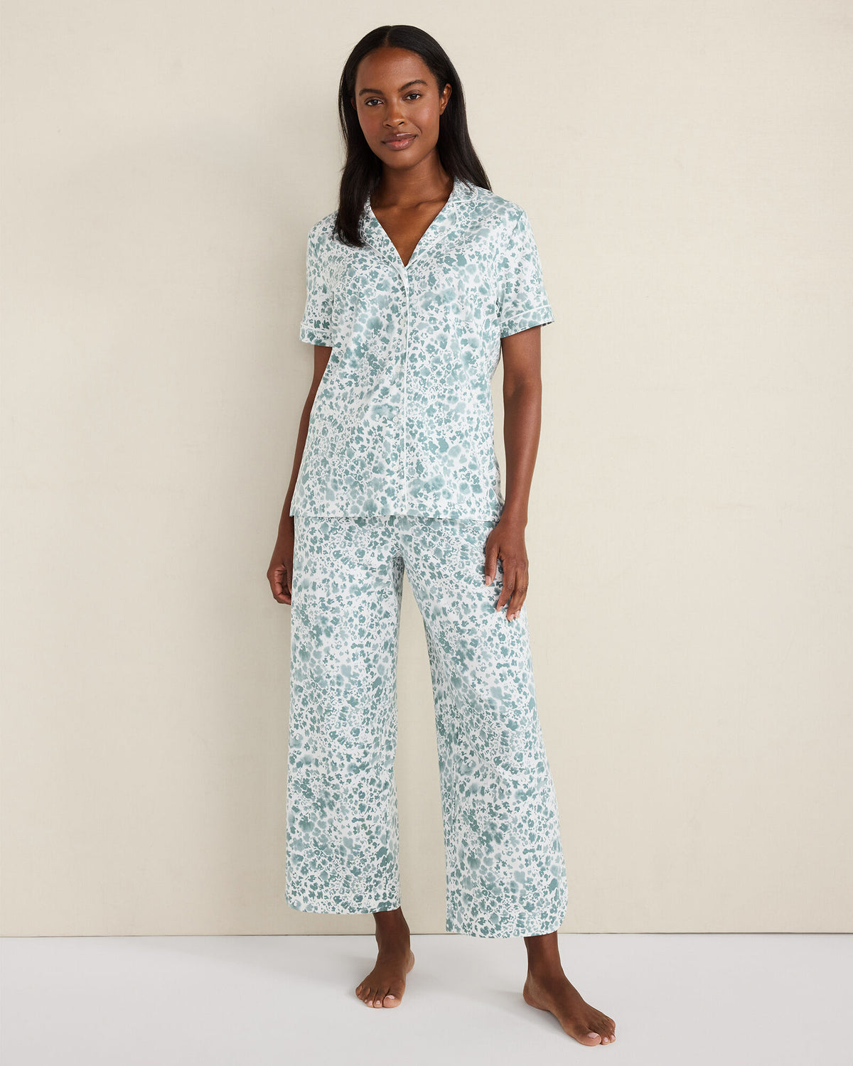 Talbots ORGANIC COTTON JERSEY BLURRED FLORAL PAJAMA TOP