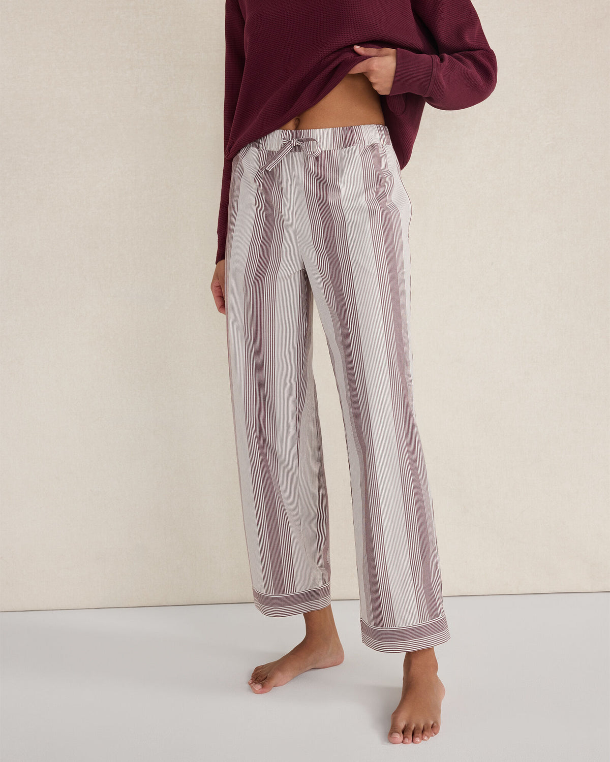 Talbots ORGANIC COTTON POPLIN FADED STRIPE PAJAMA PANTS