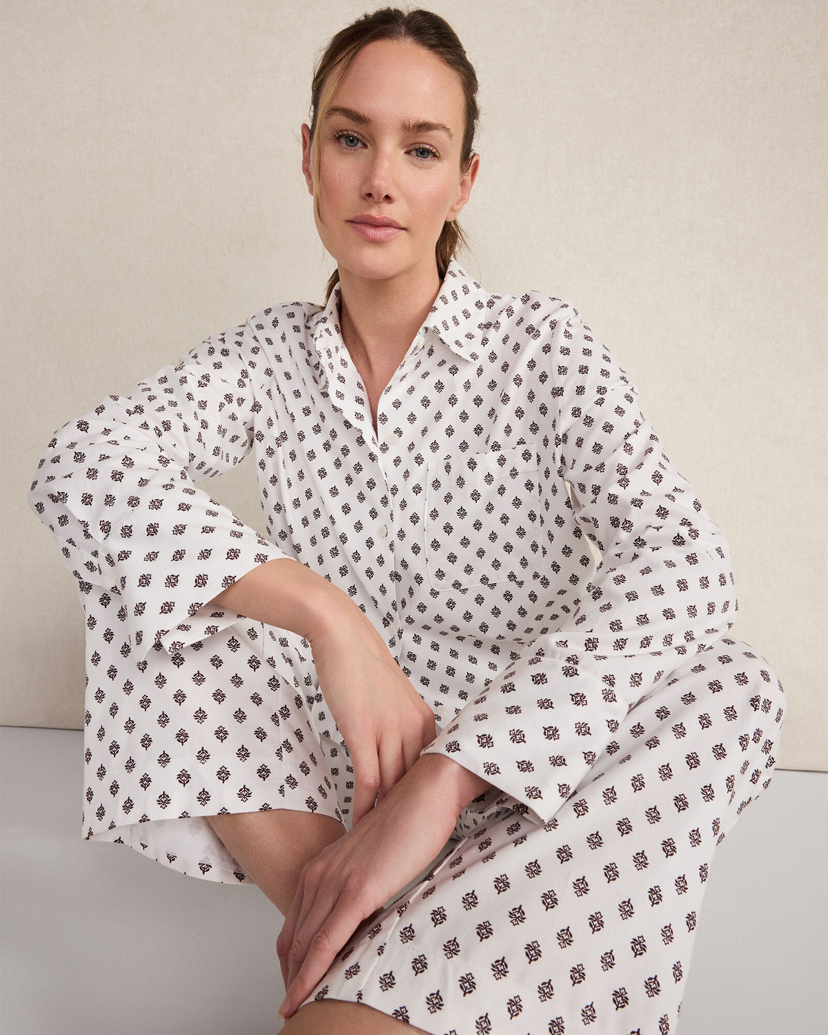 Talbots ORGANIC COTTON BLEND FLORAL TILE PAJAMA PANTS