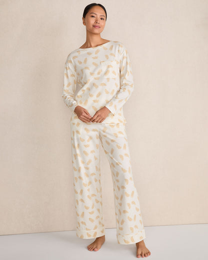 Talbots ORGANIC COTTON JERSEY FEATHER PRINT PAJAMA SHIRT