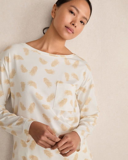 Talbots ORGANIC COTTON JERSEY FEATHER PRINT PAJAMA SHIRT