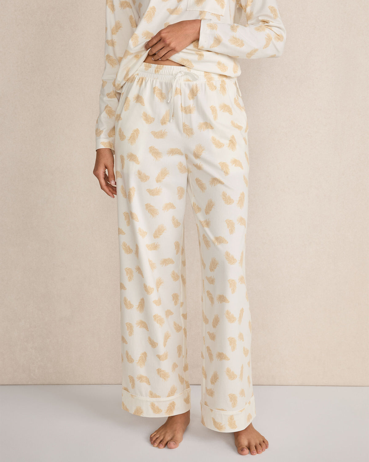 Talbots ORGANIC COTTON JERSEY FEATHER PRINT PAJAMA PANTS