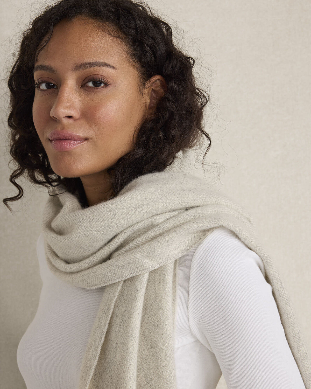 Talbots CASHMERE HERRINGBONE WOVEN SCARF
