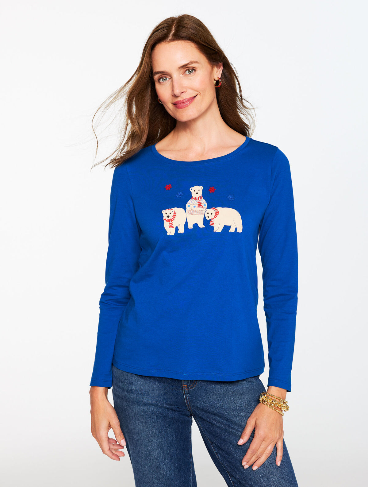 Talbots LONG SLEEVE CREWNECK TEE - POLAR BEARS