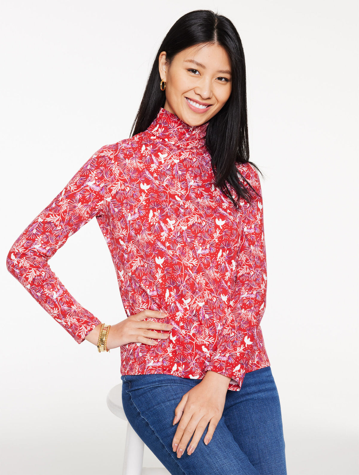 Talbots CLASSIC TURTLENECK - BIRDS ON BRANCHES
