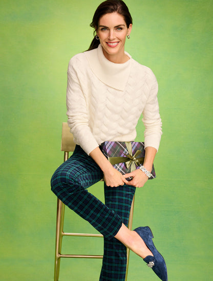 Talbots STRAIGHT LEG VELVETEEN PANTS - TRANQUIL TARTAN