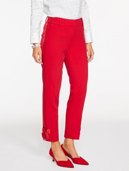 Talbots TALBOTS HAMPSHIRE LIGHTWEIGHT DOUBLE CLOTH STRAIGHT ANKLE PANTS - BOW