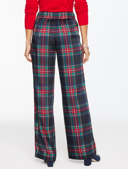Talbots WIDE LEG PULL-ON PANTS - JOLLY TARTAN