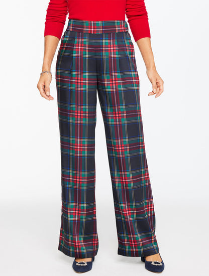 Talbots WIDE LEG PULL-ON PANTS - JOLLY TARTAN