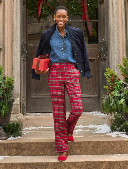 Talbots TALBOTS SOUTHAMPTON TAILORED STRETCH STRAIGHT LEG PANTS - CIDER PLAID