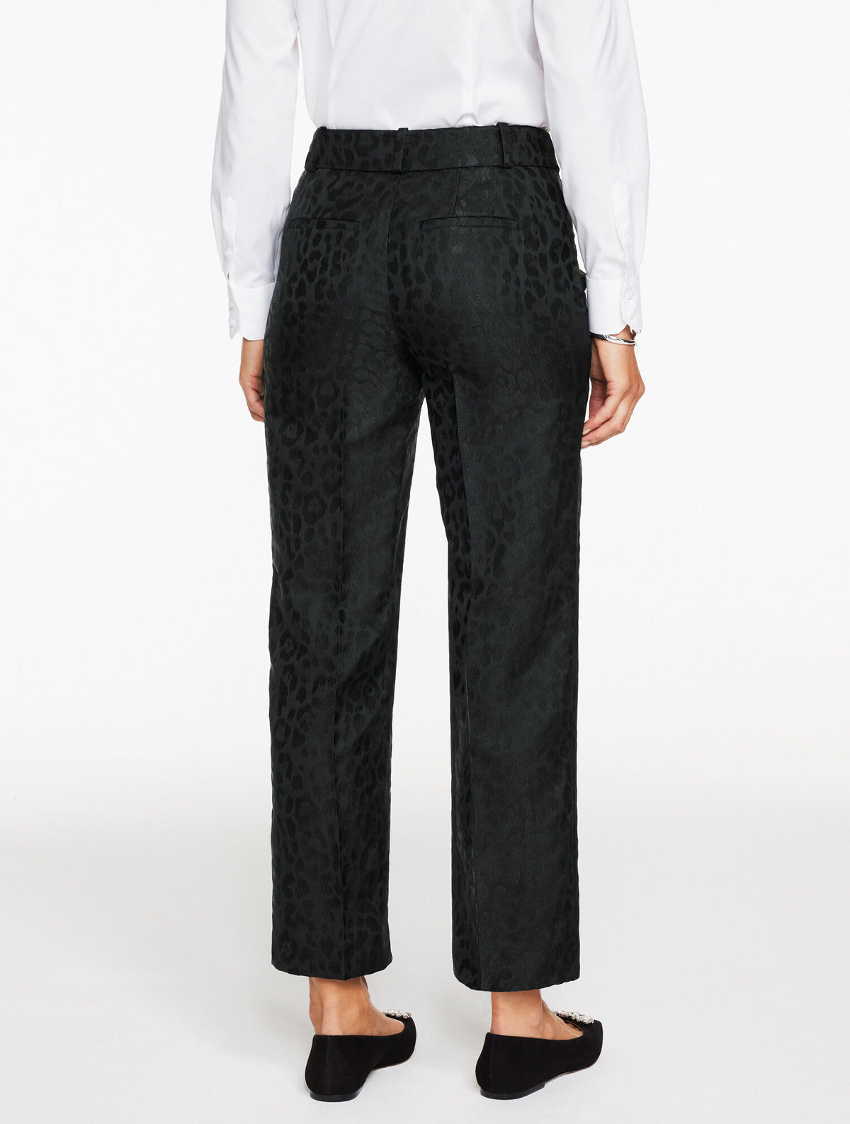Talbots JACQUARD LEOPARD STRAIGHT ANKLE PANTS
