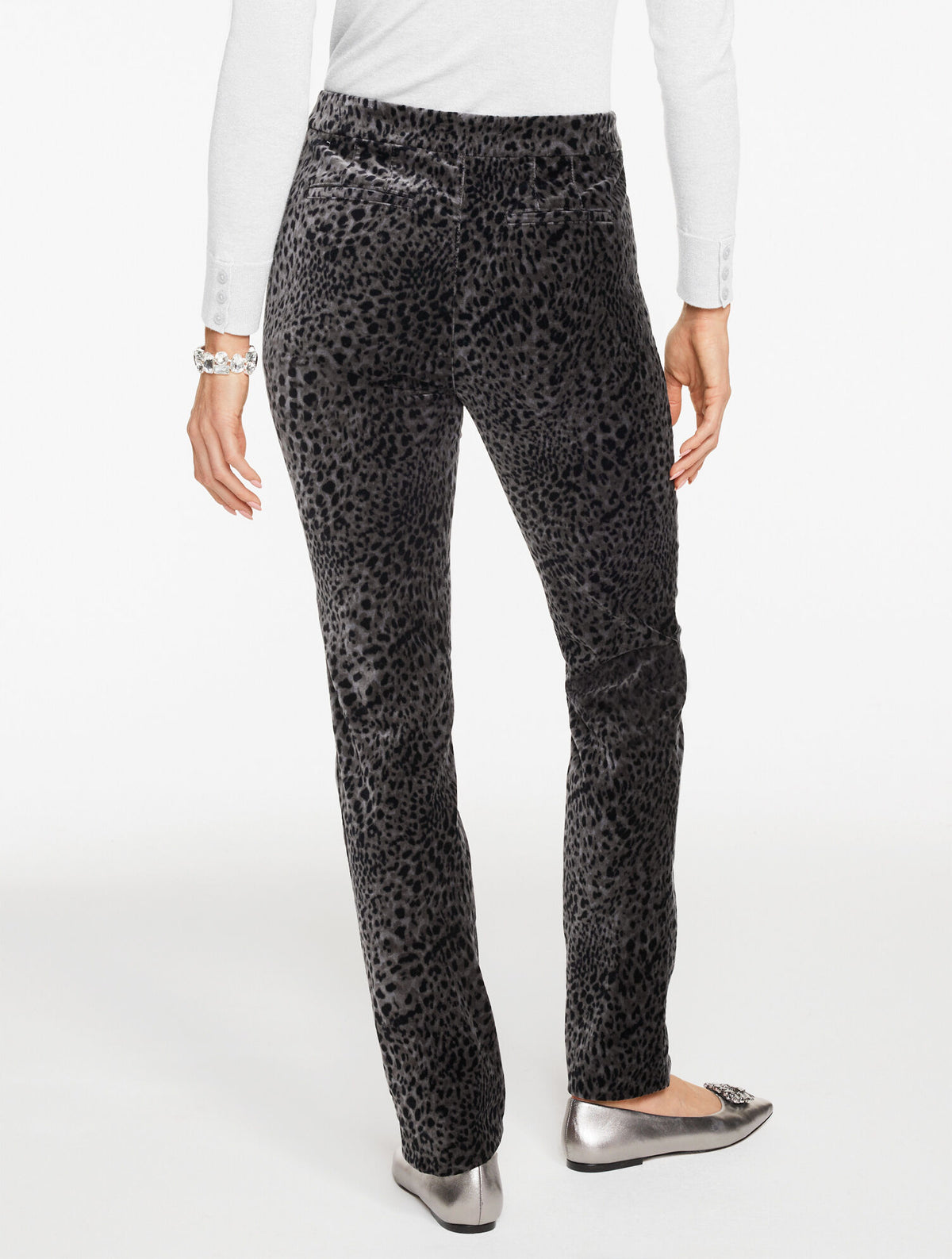 Talbots STRAIGHT LEG VELVETEEN PANTS - SWIRLY LEOPARD