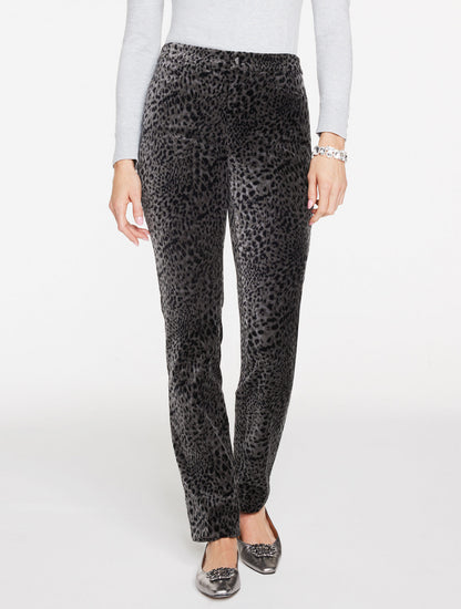 Talbots STRAIGHT LEG VELVETEEN PANTS - SWIRLY LEOPARD