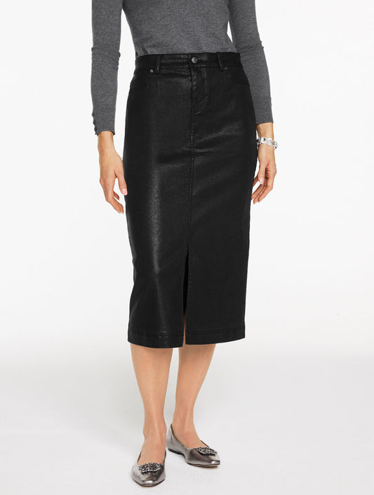 Talbots DENIM MIDI SKIRT - LIGHT FOIL