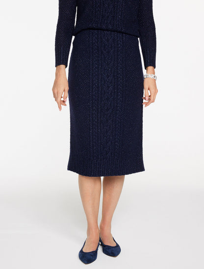 Talbots METALLIC MIXED CABLE MIDI SKIRT