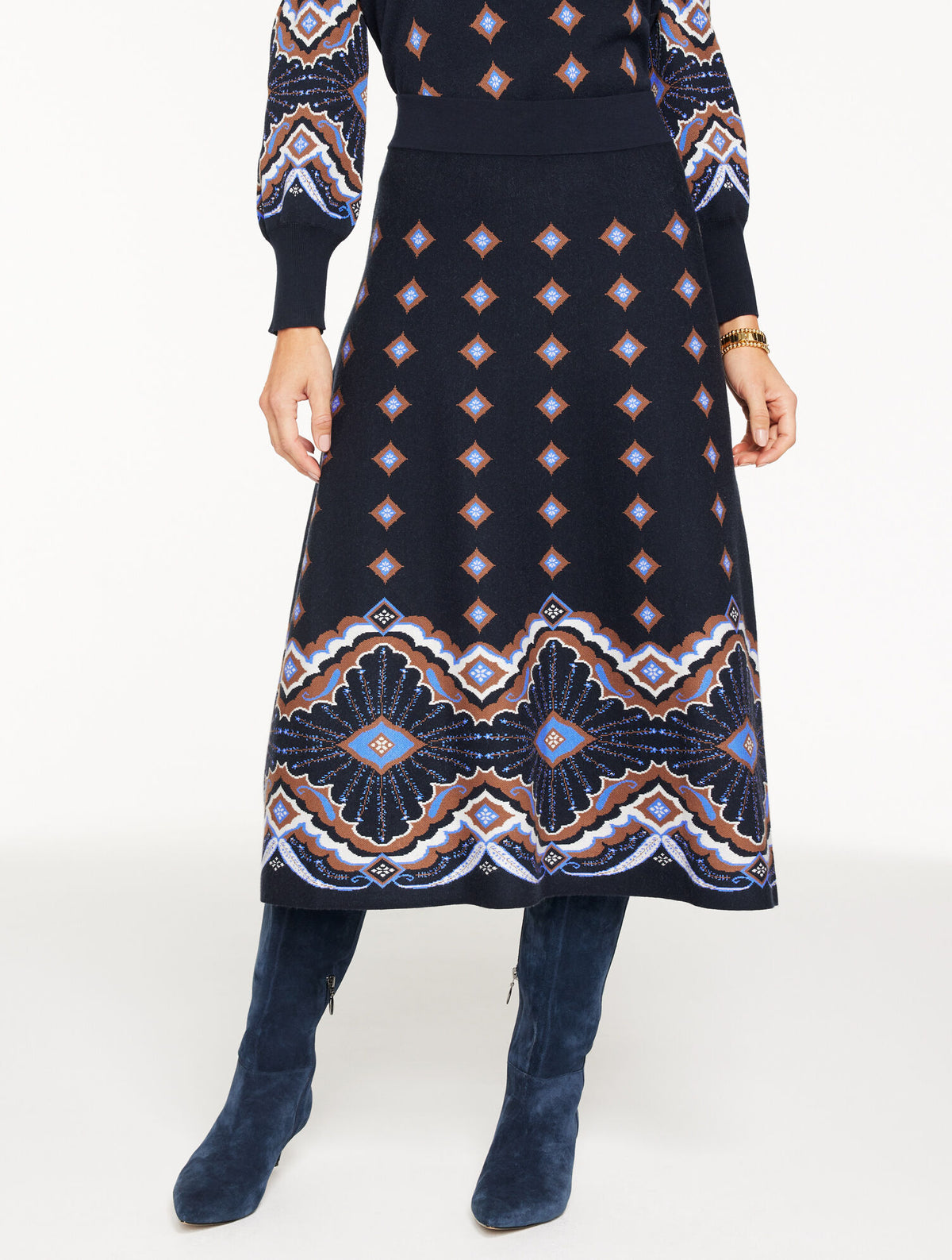 Talbots JACQUARD FIT & FLARE SKIRT - SCALLOP MEDALLION