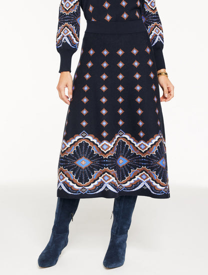 Talbots JACQUARD FIT & FLARE SKIRT - SCALLOP MEDALLION