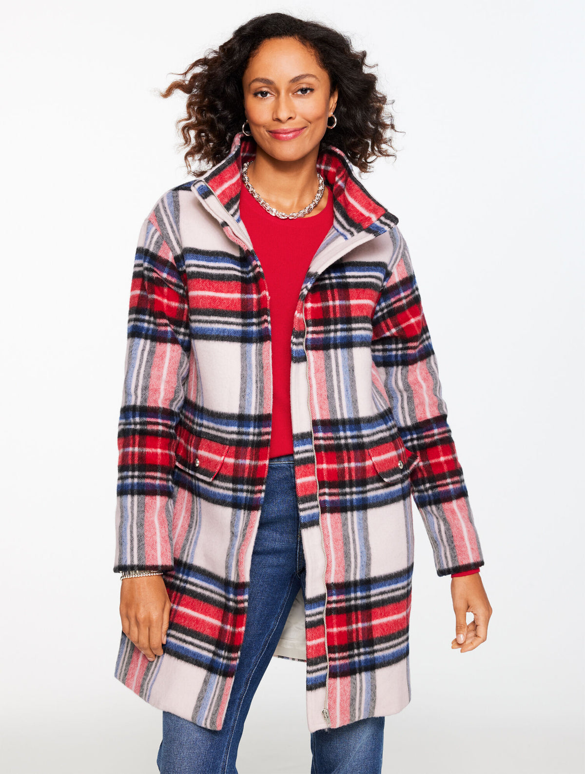 Talbots WOOL BLEND STADIUM COAT - FIRESIDE PLAID