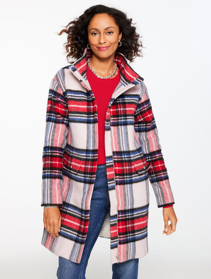 Talbots WOOL BLEND STADIUM COAT - FIRESIDE PLAID