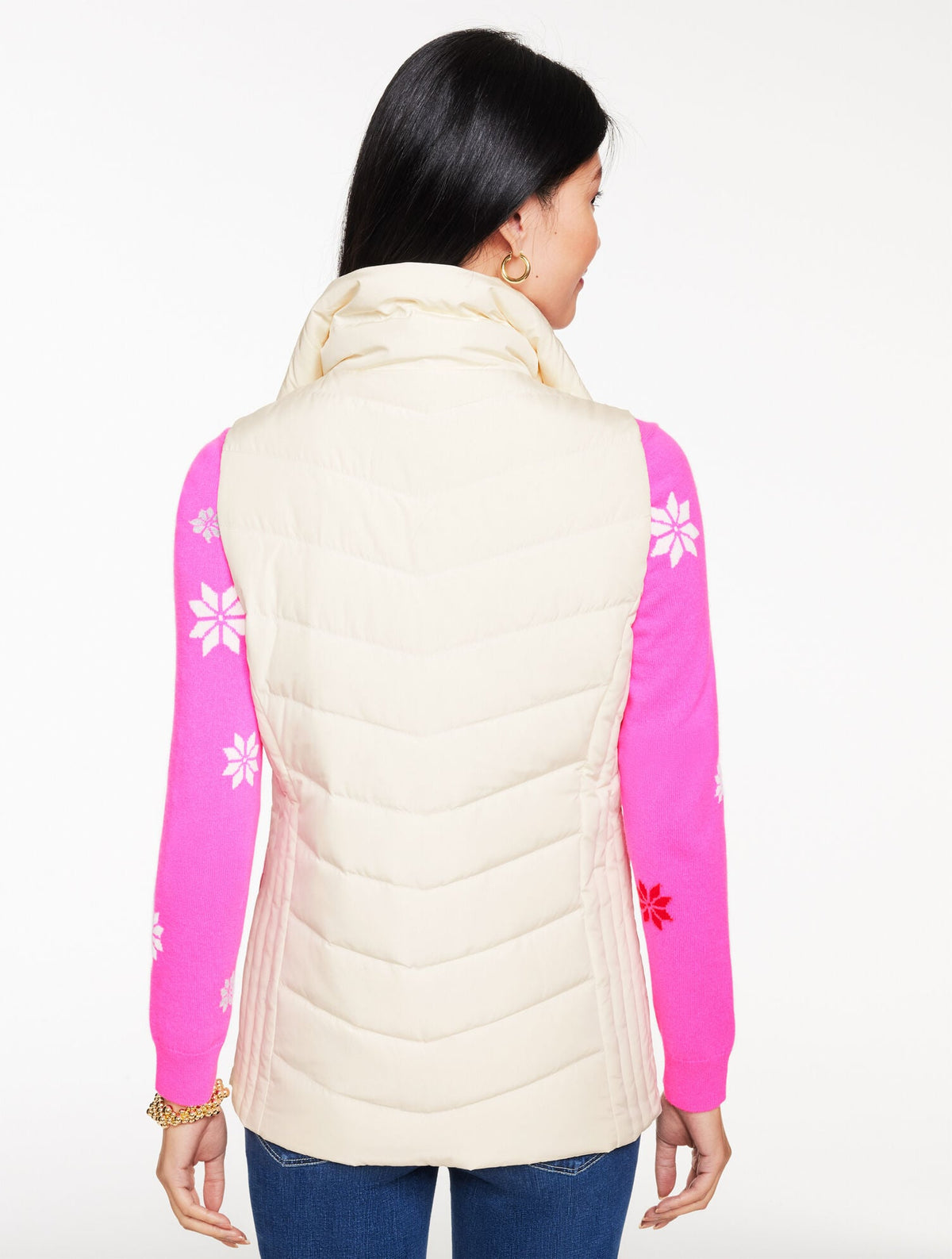 Talbots FAUX FUR COLLAR DOWN PUFFER VEST