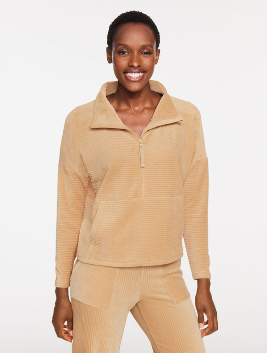 Talbots SKY LOUNGE VELOUR HALF-ZIP PULLOVER