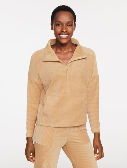 Talbots SKY LOUNGE VELOUR HALF-ZIP PULLOVER