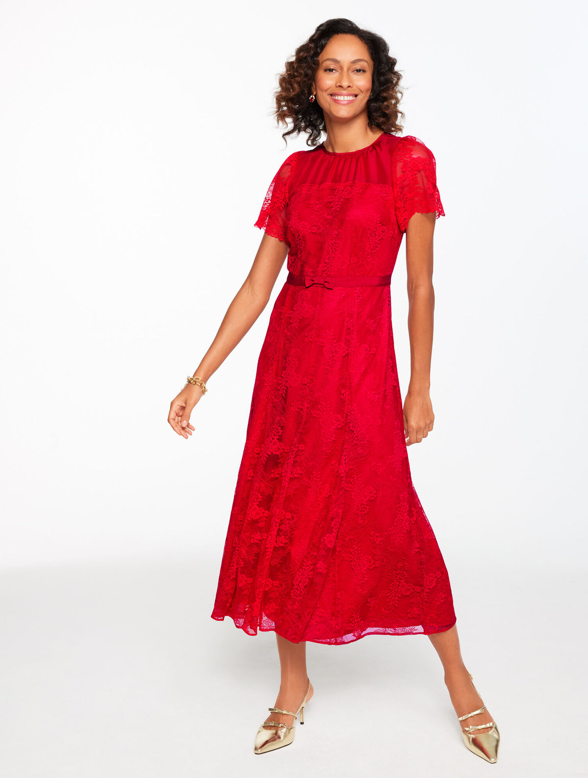 Talbots CHANTILLY LACE FIT & FLARE MIDI DRESS
