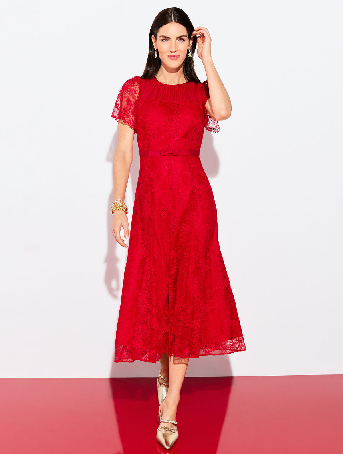 Talbots CHANTILLY LACE FIT & FLARE MIDI DRESS