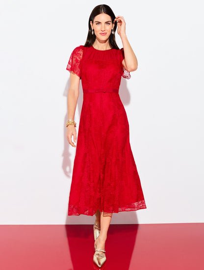 Talbots CHANTILLY LACE FIT & FLARE MIDI DRESS