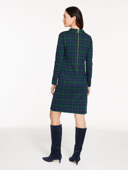 Talbots MOCKNECK SHIFT DRESS - BEDFORD BLACK WATCH