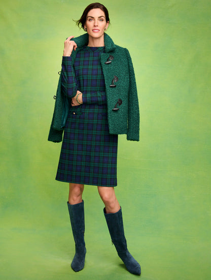 Talbots MOCKNECK SHIFT DRESS - BEDFORD BLACK WATCH