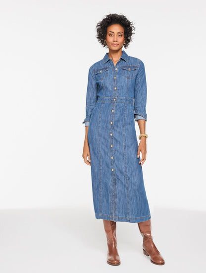 Talbots DENIM MIDI SHIRTDRESS - BRIDGEPORT WASH