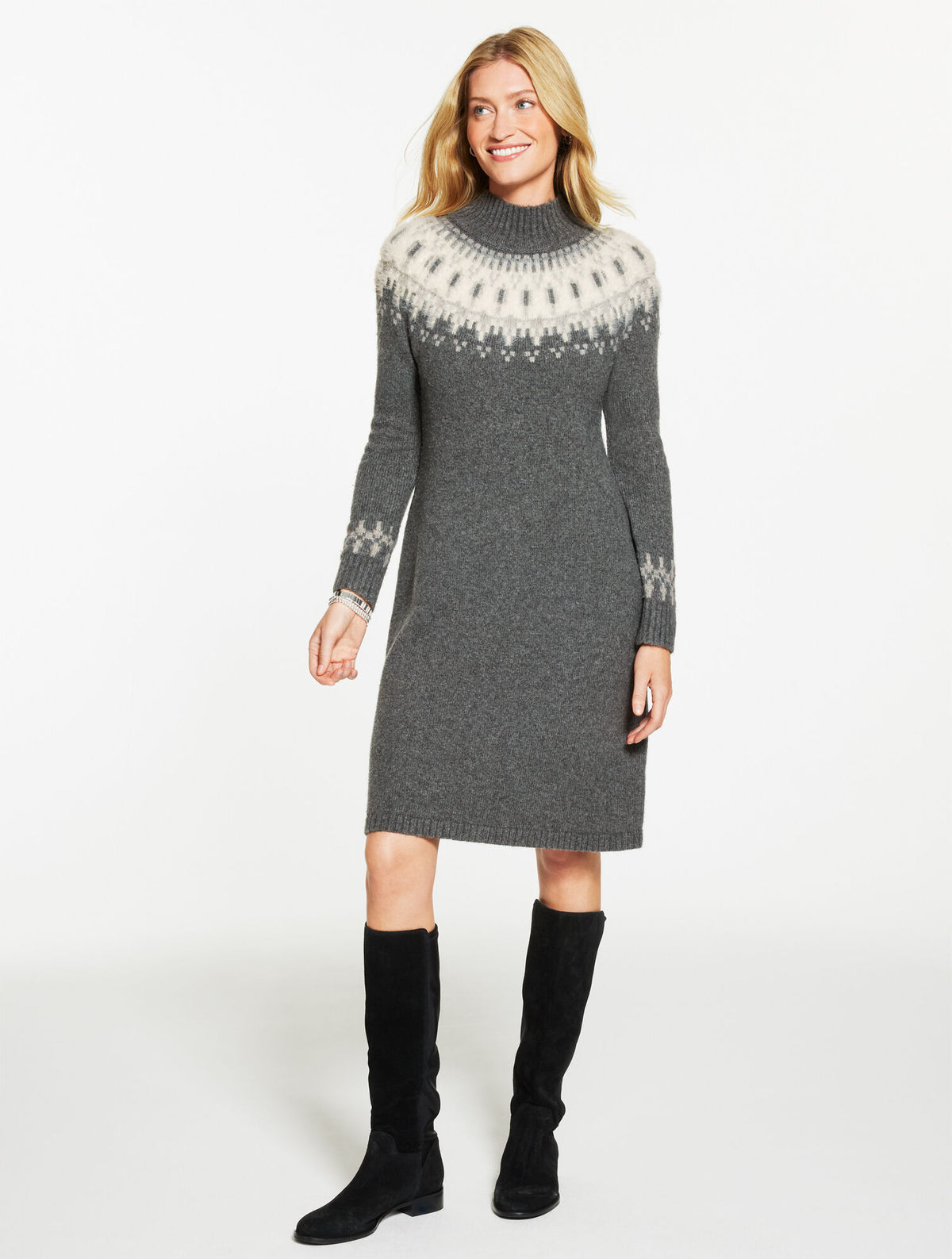 Talbots TURTLENECK SWEATER DRESS - PERSIAN FAIR ISLE