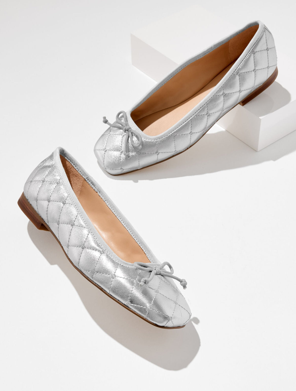Talbots CARRINGTON QUILTED NAPPA BALLET FLATS - METALLIC