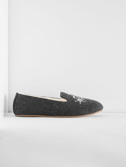 Talbots FIRESIDE EMBELLISHED FLANNEL SLIPPERS - SNOWFLAKE