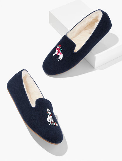 Talbots FIRESIDE EMBELLISHED FLANNEL SLIPPERS - DOG