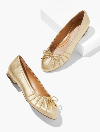 Talbots MADISON PLEATED METALLIC NAPPA BALLET FLATS
