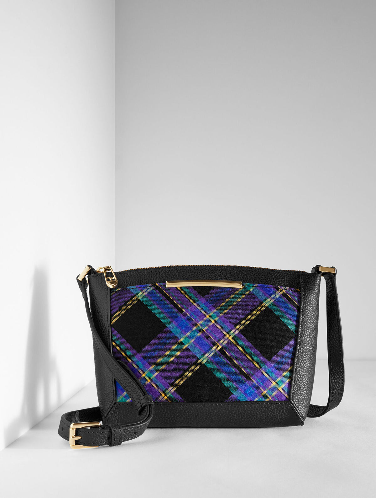 Talbots DARCY PEBBLE LEATHER CROSSBODY BAG - WISHFUL PLAID
