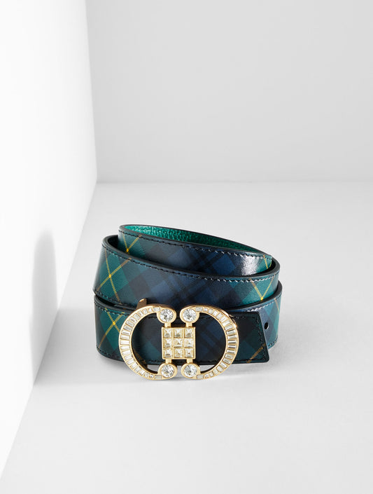 Talbots CRYSTAL EMBELLISHED REVERSIBLE PEBBLE LEATHER BELT