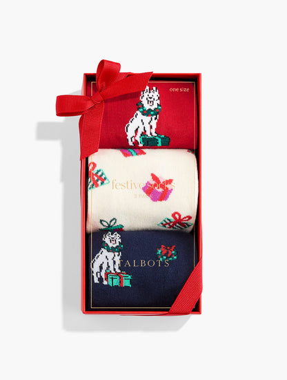 Talbots CHRISTMAS DOG SOCKS 3-PACK GIFT SET