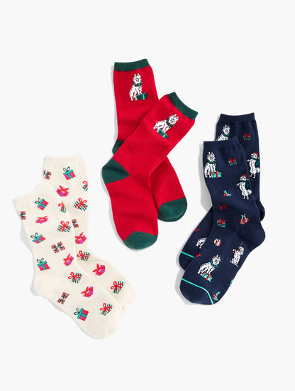 Talbots CHRISTMAS DOG SOCKS 3-PACK GIFT SET