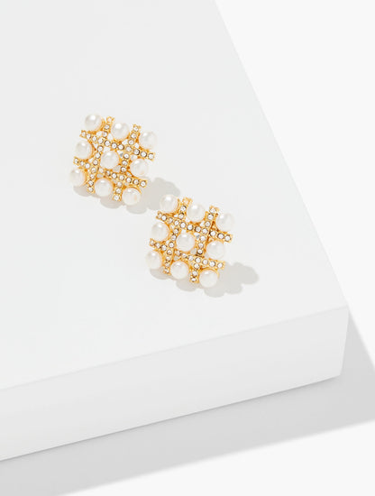 Talbots WOVEN PEARL STUD EARRINGS