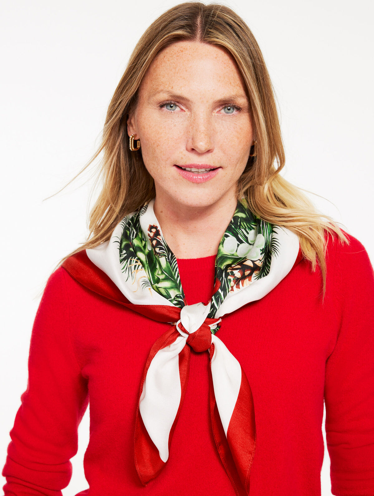 Talbots CHRISTMAS WREATH SILK SQUARE SCARF