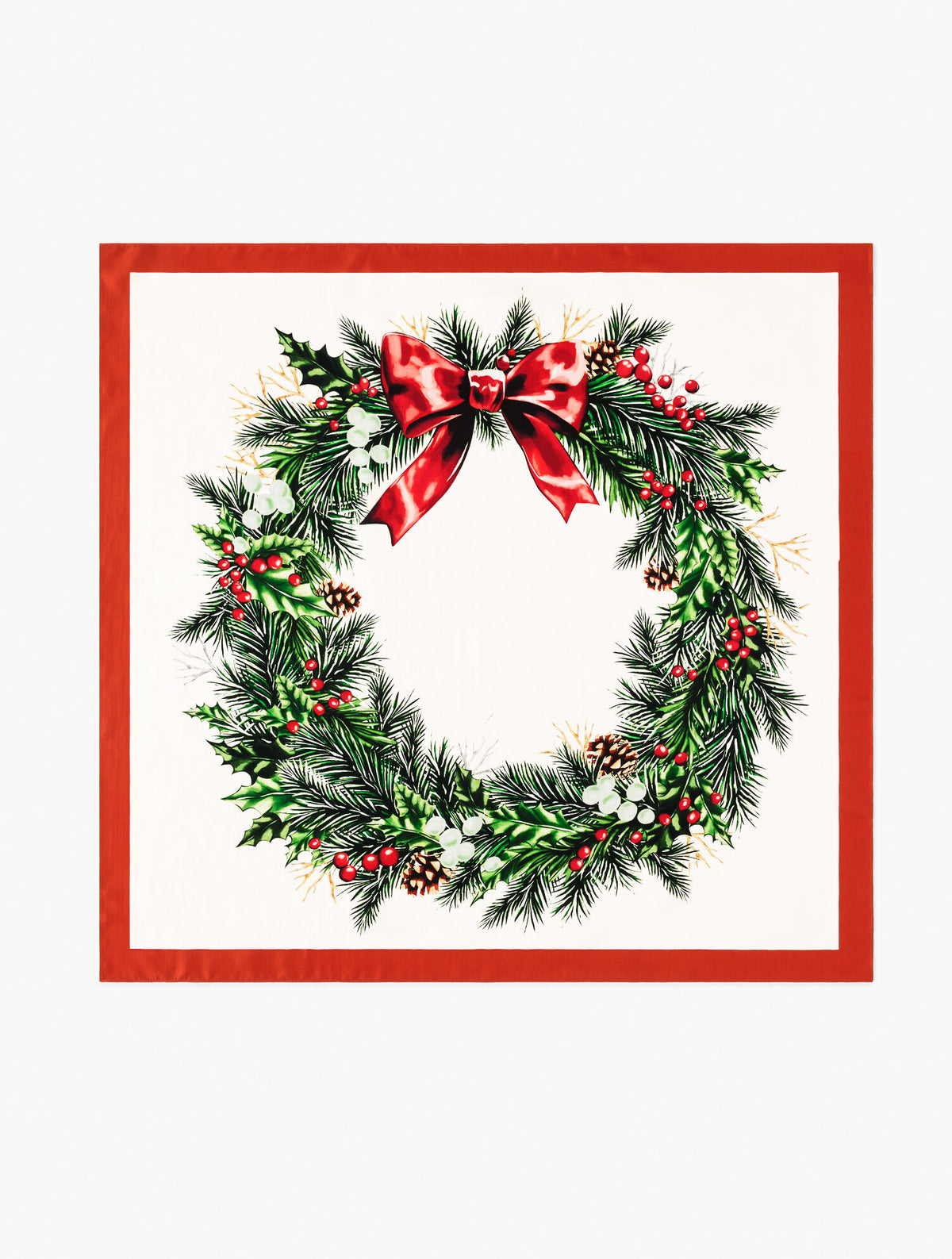 Talbots CHRISTMAS WREATH SILK SQUARE SCARF